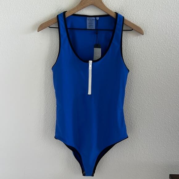 NWT Rag & Bone Zip One Piece Swimsuit Cobalt Blue W294T14JK Medium - Picture 2 of 12
